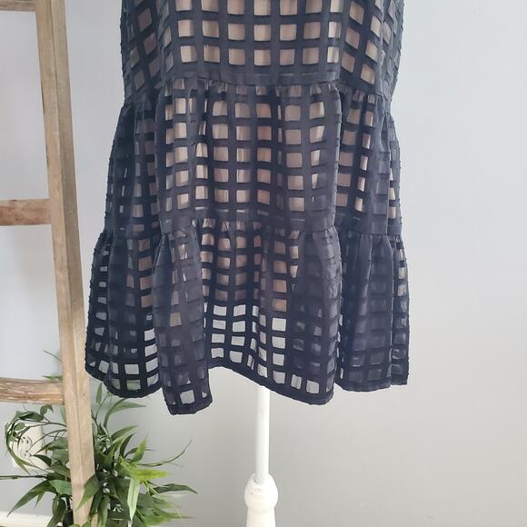 HD In Paris Black Sheer Oversized Spaghetti Strap Peplum Top Size M - Picture 4 of 9